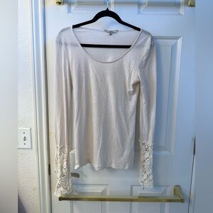 Cream Lace Sleeve Women's Top